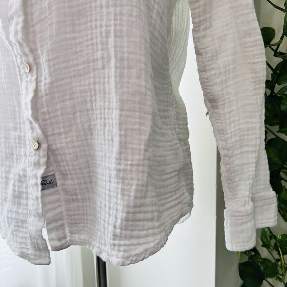 Rails White 100% Indian Cotton Gauze Blouse Relaxed Fit Earthy Boho Vegan - Med - Picture 5 of 10